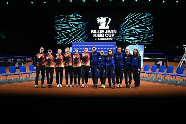 Bilder des Jahres 2023, Sport 04 April Sport Themen der Woche KW15 2023 BJKC Qualifiers Stuttgart Germany vs Brasil Draw Team Brasil , Team Germany *** 2023 BJKC Qualifiers Stuttgart Germany vs Brasil Draw Team Brasil , Team Germany