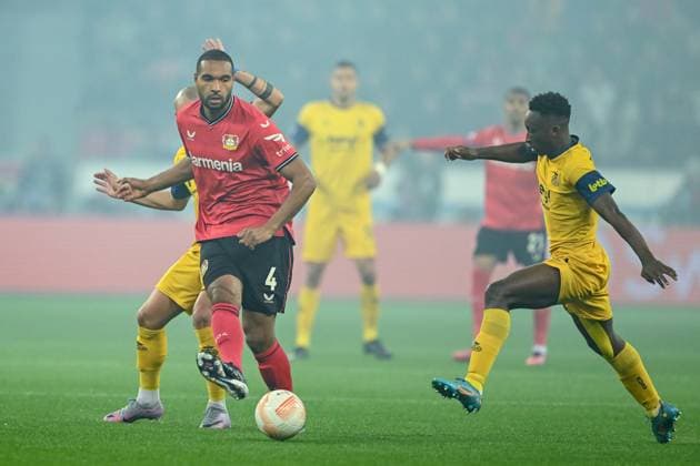 GER, Europa League, Bayer Leverkusen Union Saint Giloise 13 04 2023, BayArena , Leverkusen , GER, Europa League, Bayer Leverkusen Union Saint Giloise in picture picture shows Jonathan Tah Bayer Leverkusen 4 plays the ball nordphotoxGmbHx xTeresaxKroeger nordphoto00008