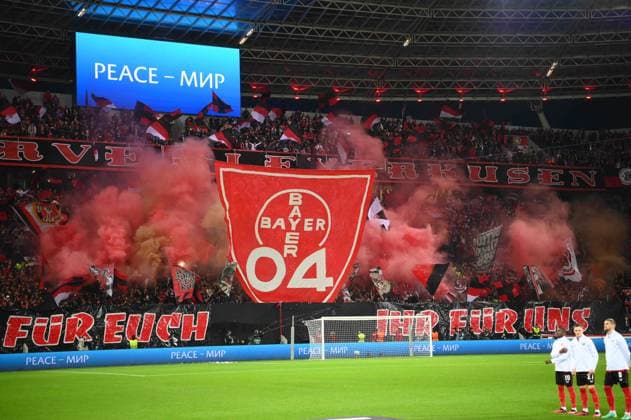 LEVERKUSEN, GERMANY - 13.04.23: The match of match UEFA Europa League Bayer 04 Leverkusen vs Royale Union Saint-Gilloise at Bayarena  Copyright: xVITALIIxKLIUIEVx