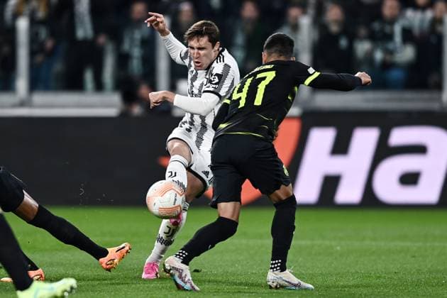 Db Torino 13 04 2023 - Europa League Juventus-Sporting Lisbona foto Daniele Buffa Image nella foto: Federico Chiesa-Ricardo Esgalo 