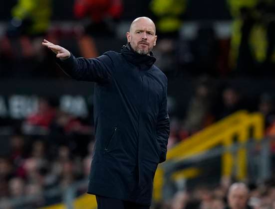Manchester, England, 13th April 2023. Erik ten Hag manager of Manchester United, ManU during the UEFA Europa League match at Old Trafford, Manchester. Picture credit should read: Andrew Yates Sportimage EDITORIAL USE ONLY. No use with unauthorised audio, video, data, fixture lists, club league logos or live services. Online in-match use limited to 120 images, no video emulation. No use in betting, games or single club league player publications. SPI-2367-0029