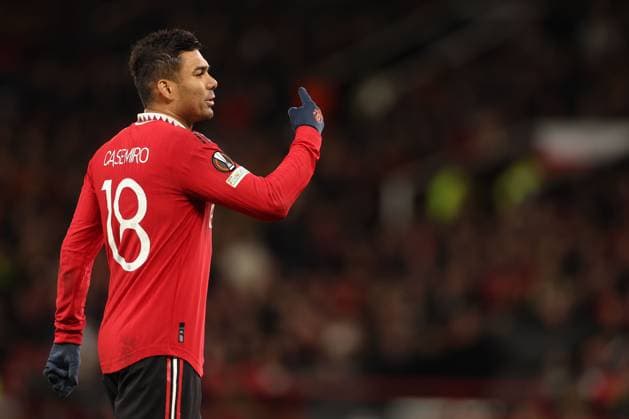 Mandatory Credit: Photo by Ryan Browne Shutterstock (13867464bo) Casemiro of Manchester United, ManU Manchester United v Sevilla, UEFA Europa League, Quarter-Final, First Leg, Football, Old Trafford, Manchester, UK - 13 Apr 2023 Manchester United v Sevilla, UEFA Europa League, Quarter-Final, First Leg, Football, Old Trafford, Manchester, UK - 13 Apr 2023 Copyright: xRyanxBrowne Shutterstockx 13867464bo