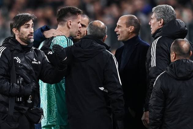 Db Torino 13 04 2023 - Europa League Juventus-Sporting Lisbona foto Daniele Buffa Image nella foto: Wojciech Szczesny-Massimiliano Allegri 