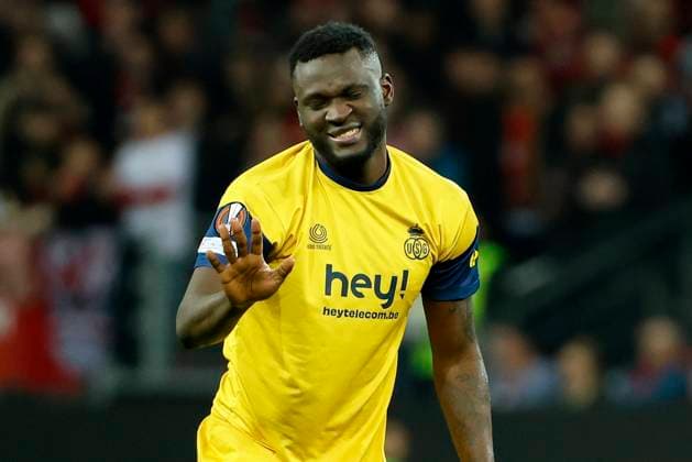 LEVERKUSEN, GERMANY - APRIL 13 : Boniface Victor forward of Union St-Gilloise during the UEFA Europa League Quarter-finals, 1st leg match between Leverkusen and Union SG at the BayArena on April 13, 2023 in Leverkusen, Germany, 13 04 2023 ( Leverkusen v Union SG - UEFA Europa League PhotoNews Panoramic 