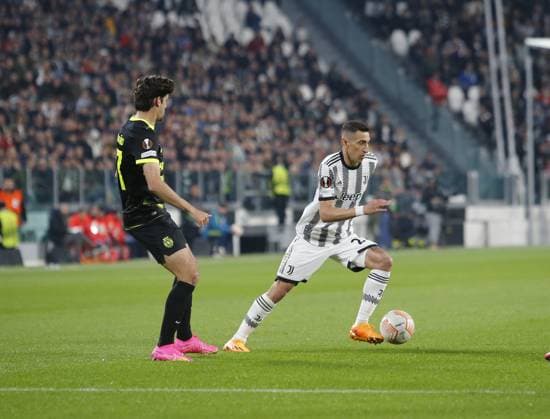 football Europa League match - Quarter-finals - Juventus FC vs Sporting SP Angel Di Maria of Juventus during the Uefa Europa League, football match between Juventus Fc and Sporting Cp on 13 April 2023 at Allianz Stadium, Turin, Italy. Photo Nderim Kaceli Turin Allianz Stadium Italy Copyright: xNderimxKacelix xLiveMediax LPS_898728