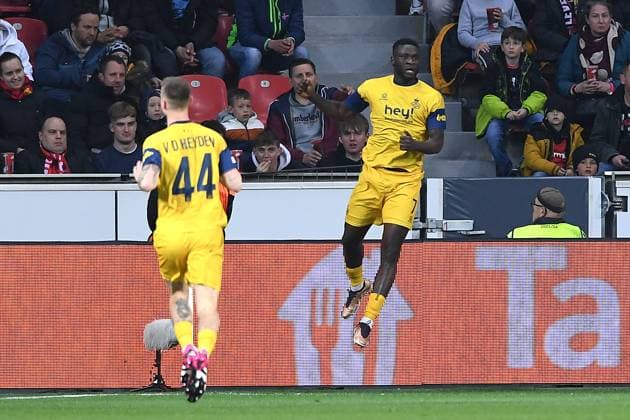 Soccer Europa League quarterfinals Bayer 04 Leverkusen Union Saint Gilloise on 13 04 2023 at the BayArena in Leverkusen goal 0 1 by Victor Boniface Saint Gilloise xHDx