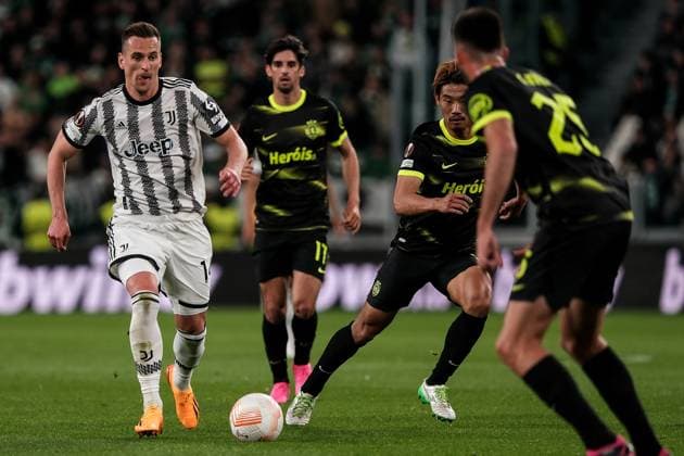 Arkadiusz Milik of Juventus FC in action during the Europa League football match between Juventus FC and Sporting CP at Juventus stadium in Torino (Italy), April 13th, 2023. Photo Federico Tardito Insidefoto federicoxtardito