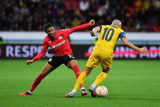 LEVERKUSEN, GERMANY - 13.04.23: Amine Adli. The match of match UEFA Europa League Bayer 04 Leverkusen vs Royale Union Saint-Gilloise at Bayarena  Copyright: xVITALIIxKLIUIEVx