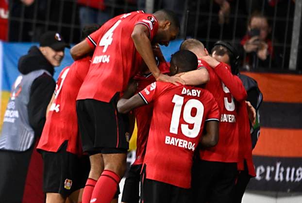 LEVERKUSEN, GERMANY - APRIL 13 : Florian Wirtz midfielder of Bayer Leverkusen celebrates scoring a goal during the UEFA Europa League Quarter-finals, 1st leg match between Leverkusen and Union SG at the BayArena on April 13, 2023 in Leverkusen, Germany, 13 04 2023 ( Leverkusen v Union SG - UEFA Europa League PhotoNews Panoramic 