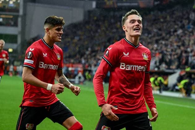 Sport Themen der Woche KW15 GER, Europa League, Bayer Leverkusen - Union Saint-Giloise 13.04.2023, BayArena , Leverkusen , GER, Europa League, Bayer Leverkusen - Union Saint-Giloise im Bild picture shows Florian Wirtz (Bayer Leverkusen 27) jubelt nach seinem Tor zum 1:1. *** GER, Europa League, Bayer Leverkusen Union Saint Giloise 13 04 2023, BayArena , Leverkusen , GER, Europa League, Bayer Leverkusen Union Saint Giloise in picture picture shows Florian Wirtz Bayer Leverkusen 27 cheers after his goal to 1 1 nordphotoxGmbHx xTeresaxKroeger nordphoto00008