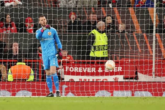 Mandatory Credit: Photo by Ryan Browne Shutterstock (13867464cp) Manchester United, ManU goalkeeper David De Gea. Manchester United v Sevilla, UEFA Europa League, Quarter-Final, First Leg, Football, Old Trafford, Manchester, UK - 13 Apr 2023 Manchester United v Sevilla, UEFA Europa League, Quarter-Final, First Leg, Football, Old Trafford, Manchester, UK - 13 Apr 2023 Copyright: xRyanxBrowne Shutterstockx 13867464cp