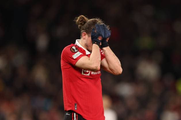 Mandatory Credit: Photo by Ryan Browne Shutterstock (13867464cs) Marcel Sabitzer of Manchester United, ManU Manchester United v Sevilla, UEFA Europa League, Quarter-Final, First Leg, Football, Old Trafford, Manchester, UK - 13 Apr 2023 Manchester United v Sevilla, UEFA Europa League, Quarter-Final, First Leg, Football, Old Trafford, Manchester, UK - 13 Apr 2023 Copyright: xRyanxBrowne Shutterstockx 13867464cs