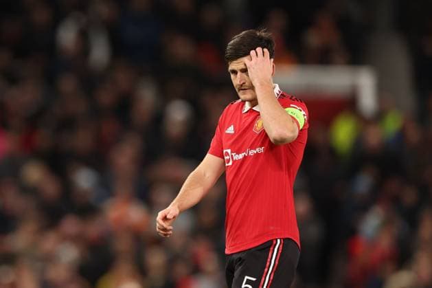 Mandatory Credit: Photo by Ryan Browne Shutterstock (13867464cu) Harry Maguire of Manchester United, ManU Manchester United v Sevilla, UEFA Europa League, Quarter-Final, First Leg, Football, Old Trafford, Manchester, UK - 13 Apr 2023 Manchester United v Sevilla, UEFA Europa League, Quarter-Final, First Leg, Football, Old Trafford, Manchester, UK - 13 Apr 2023 Copyright: xRyanxBrowne Shutterstockx 13867464cu