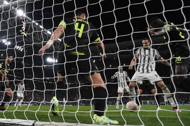 Db Torino 13 04 2023 - Europa League Juventus-Sporting Lisbona foto Daniele Buffa Image nella foto: gol Federico Gatti 