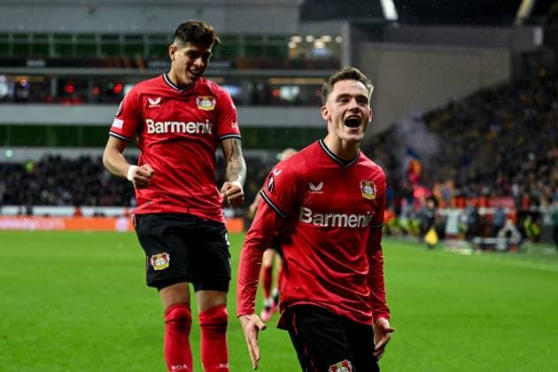 GER, Europa League, Bayer Leverkusen Union Saint Giloise 13 04 2023, BayArena , Leverkusen , GER, Europa League, Bayer Leverkusen Union Saint Giloise in picture picture shows Florian Wirtz Bayer Leverkusen 27 cheers after his goal to 1 1 nordphotoxGmbHx xTeresaxKroeger nordphoto00008