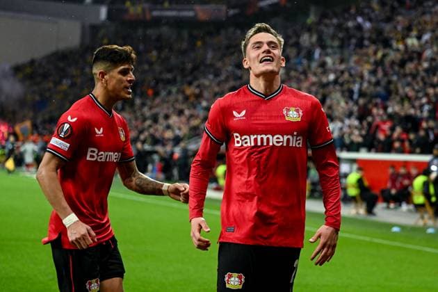 GER, Europa League, Bayer Leverkusen Union Saint Giloise 13 04 2023, BayArena , Leverkusen , GER, Europa League, Bayer Leverkusen Union Saint Giloise in picture picture shows Florian Wirtz Bayer Leverkusen 27 cheers after his goal to 1 1 nordphotoxGmbHx xTeresaxKroeger nordphoto00008