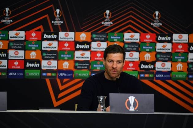 LEVERKUSEN, GERMANY - 13.04.23: Xabi Alonso. The match of match UEFA Europa League Bayer 04 Leverkusen vs Royale Union Saint-Gilloise at Bayarena  Copyright: xVITALIIxKLIUIEVx
