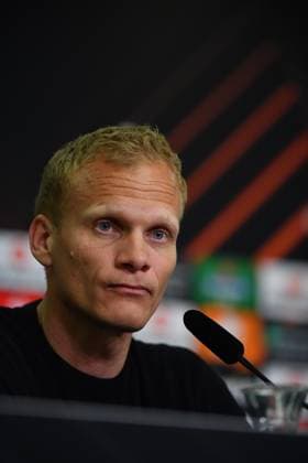 LEVERKUSEN, GERMANY - 13.04.23: Karel Geraerts. The match of match UEFA Europa League Bayer 04 Leverkusen vs Royale Union Saint-Gilloise at Bayarena  Copyright: xVITALIIxKLIUIEVx