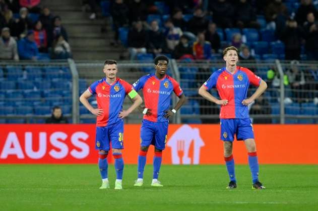 F l n r Taulant Xhaka, Andy Pelmard, Wouter Burger, FCB, FC Basel OGC Nice, UEFA Europa Conference quarterfinal, Football, 13 04 2023