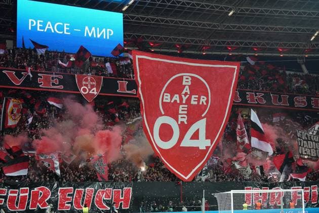 Football,UEFA Europa League 2022 2023, Bayer 04 Leverkusen Union Saint Gilloise, 13 04 2023, Bayarena Leverkusen, Bayer 04 Leverkusen,Fans Choreagrafie