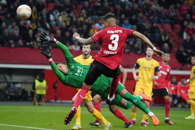 Football,UEFA Europa League 2022 2023, Bayer 04 Leverkusen Union Saint Gilloise, 13 04 2023, Bayarena Leverkusen, Athony Moris, Union Sanint Gilloise, Piero Hincapie,