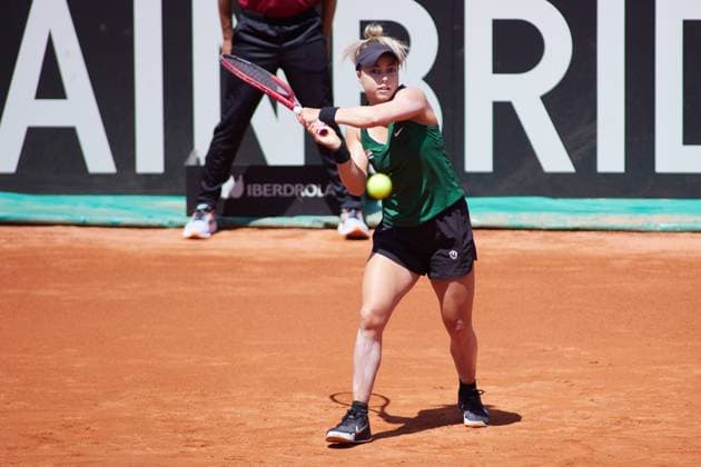 April 14, 2023, MALAGA, MALAGA, SPAIN: Renata Zarazua of Mexico in action during Billie Jean King Cup, tennis match played between Spain and Mexico at Puente Romano on April 14, 2023, in Malaga, Spain. MALAGA SPAIN - ZUMAa181 20230414_zaa_a181_023 Copyright: xJoaquinxCorcherox