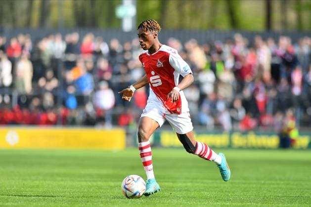 COLOGNE, GERMANY - 14.04.23: Justin Diehl. The football match of Jungen Bundesliga 1. FC Koeln U19 vs Mainz U19 at Rhein Energie Stadion  Copyright: xVITALIIxKLIUIEVx