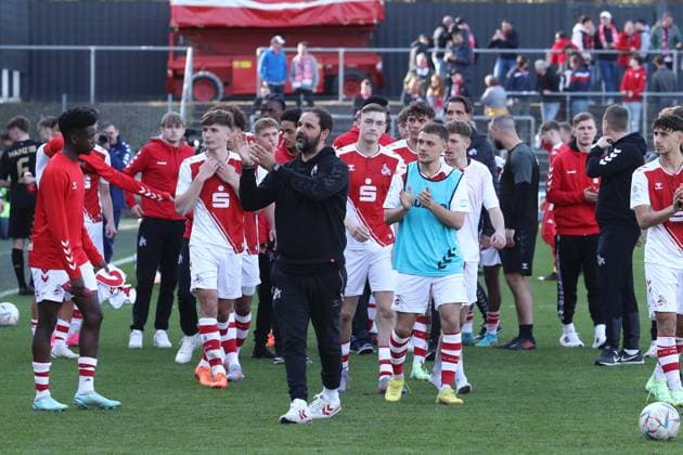 Sport 1 FC Köln U19 vs FSV Mainz 05 U19, A Junioren Bundesliga, semifinal second leg for the German championship, disappointment at the Cologne team after elimination 1 FC Köln , 14 04 2023, Image