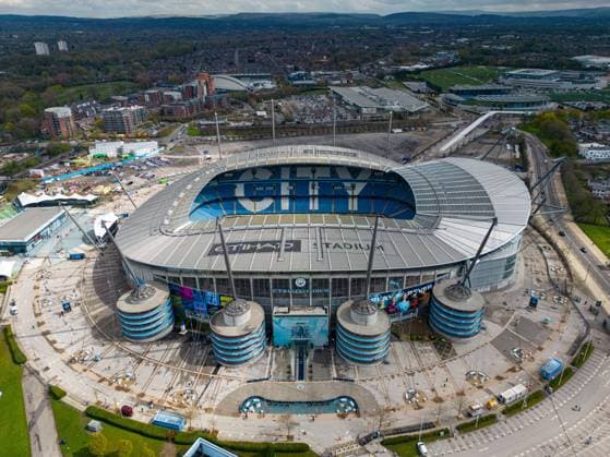 Football - FA Premier League - Manchester City FC v Leicester City FC MANCHESTER, ENGLAND - Saturday, April 15, 2023: A general view of Manchester City s stadium, known as Etihad Stadium for sponsorship, seen before the FA Premier League match between Manchester City FC and Leicester City FC. MANCHESTER City of Manchester Stadium GREATER MANCHESTER ENGLAND  Copyright: xDavidxRawcliffex P2023-04-15-Man_City_Leicester-4