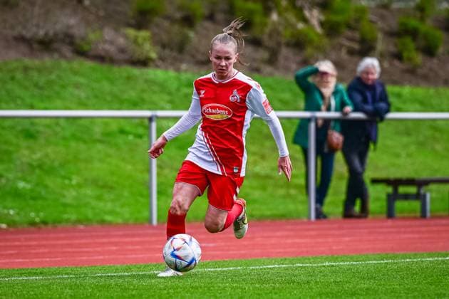 16 04 2023, GER, soccer, women, test match, 2022 2023, 1 FC Köln TSG Hoffenheim Laura Donhauser Köln in action Westerburg Schulstadion Rheinland Pfalz Germany
