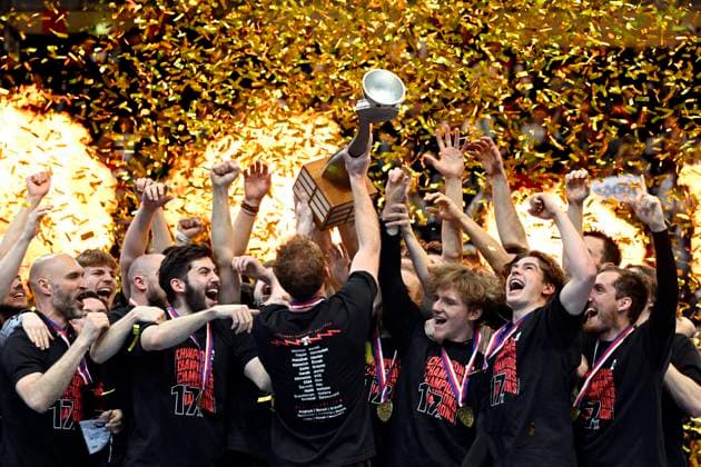Bilder des Jahres 2023, Sport 04 April Sport Themen der Woche KW15 Sport Bilder des Tages Superfinale play off florbalove superligy muzu Tatran Stresovice - 1. SC Vitkovice, 16. dubna 2023, Praha. Vitezny tym Tatran Stresovice. (CTKxPhoto KaterinaxSulova) CTKPhotoP2023041605629  CTKPhotoP2023041605629