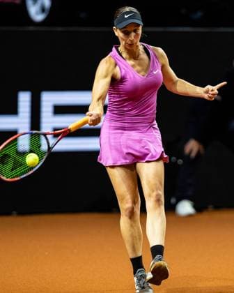 Tamara Korpatsch GER vs Cristina Bucsa ESP in picture Tamara Korpatsch GER Porsche Tennis Grand Prix GP Stuttgart 2023, Billie Jean King Cup, Porsche Arena, 17 04 2023 Porsche Tennis Grand Prix GP Stuttgart 2023 Porsche Arena, 17 04 2023 Stuttgart, Germany Copyright: xEibner-Pressefoto RogerxBuerkex EP_EER
