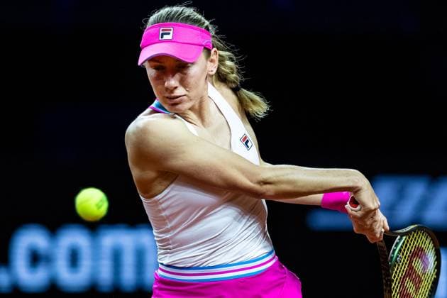 Ekaterina Alexandrova No nationality accounted RUS Vs Donna Vekic CRO in picture Ekaterina Alexandrova RUS Porsche Tennis Grand Prix GP Stuttgart 2023, Billie Jean King Cup, Porsche Arena, 17 04 2023 Porsche Tennis Grand Prix GP Stuttgart 2023 Porsche Arena, 17 04 2023 Stuttgart Copyright: xEibner-Pressefoto RogerxBuerkex EP_EER