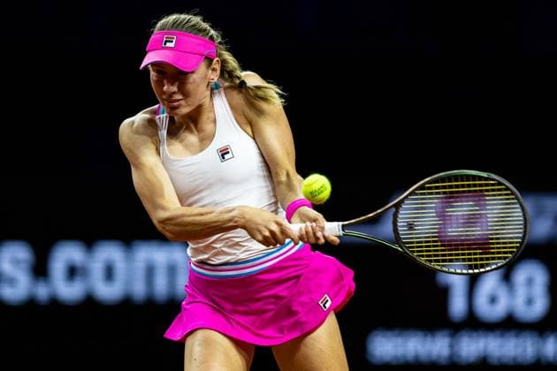 Ekaterina Alexandrova No nationality accounted RUS Vs Donna Vekic CRO in picture Ekaterina Alexandrova RUS Porsche Tennis Grand Prix GP Stuttgart 2023, Billie Jean King Cup, Porsche Arena, 17 04 2023 Porsche Tennis Grand Prix GP Stuttgart 2023 Porsche Arena, 17 04 2023 Stuttgart Copyright: xEibner-Pressefoto RogerxBuerkex EP_EER