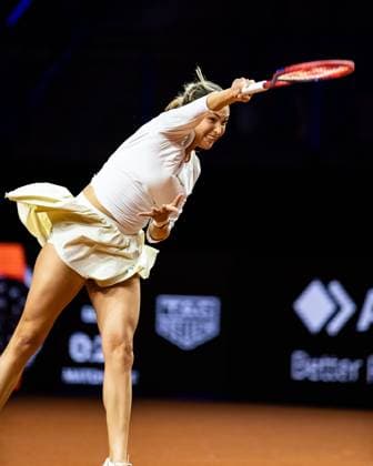 Ekaterina Alexandrova No nationality accounted RUS Vs Donna Vekic CRO in picture Donna Vekic CRO Porsche Tennis Grand Prix GP Stuttgart 2023, Billie Jean King Cup, Porsche Arena, 17 04 2023 Porsche Tennis Grand Prix GP Stuttgart 2023 Porsche Arena, 17 04 2023 Stuttgart Copyright: xEibner-Pressefoto RogerxBuerkex EP_EER