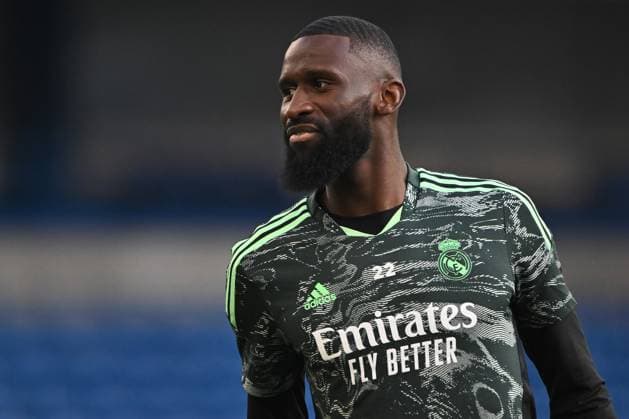 Sport Bilder des Tages England, London 17 April 2023 - Antonio Rudiger during the Real Madrid press conference, PK, Pressekonferenz ahead UEFA champions league 2nd leg quarterfinal match vs Chelsea FC. Photo Sebastian Frej Real Madrid training Copyright: xSebastianxFrejx