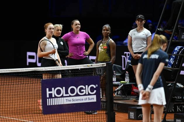 Porsche Tennis Grand Prix Noma Noah Akugue, GER, Ella Seidel, GER, Sonja Zhenikhova, GER, Barbara Rittner, GER, Jule Niemeier, GER