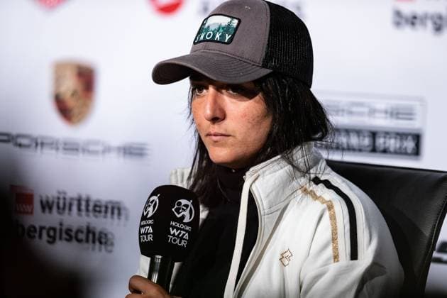 Ons Jabeur interview World Ranking 4 Porsche Tennis Grand Prix GP Stuttgart 2023, Billie Jean King Cup, Porsche Arena, 18 04 2023 Porsche Tennis Grand Prix GP Stuttgart 2023 Porsche Arena, 18 04 2023 Stuttgart, Germany. Copyright: xEibner-Pressefoto RogerxBuerkex EP_EER