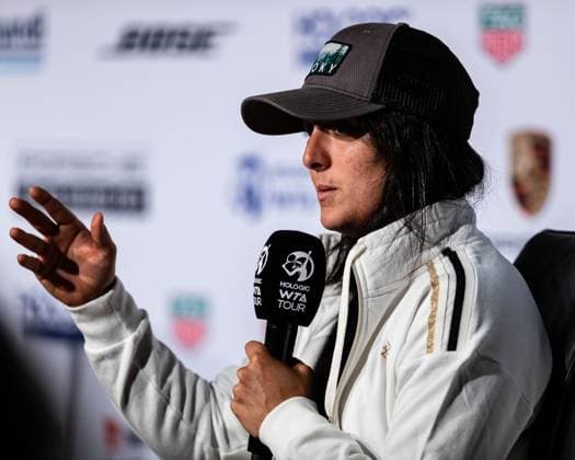 Ons Jabeur interview World Ranking 4 Porsche Tennis Grand Prix GP Stuttgart 2023, Billie Jean King Cup, Porsche Arena, 18 04 2023 Porsche Tennis Grand Prix GP Stuttgart 2023 Porsche Arena, 18 04 2023 Stuttgart, Germany. Copyright: xEibner-Pressefoto RogerxBuerkex EP_EER