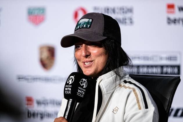 Ons Jabeur interview World Ranking 4 Porsche Tennis Grand Prix GP Stuttgart 2023, Billie Jean King Cup, Porsche Arena, 18 04 2023 Porsche Tennis Grand Prix GP Stuttgart 2023 Porsche Arena, 18 04 2023 Stuttgart, Germany. Copyright: xEibner-Pressefoto RogerxBuerkex EP_EER