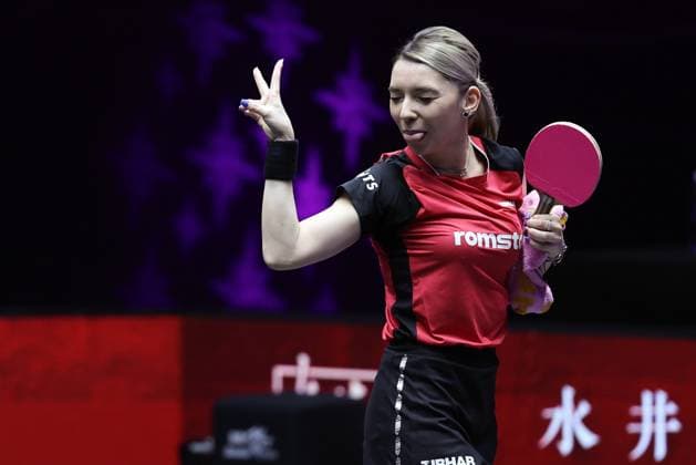Sport Themen der Woche KW16 Sport Bilder des Tages MACAO, CHINA - APRIL 18: Bernadette Szocs of Romania reacts against Chen Xingtong of China in their Women s Singles Round of 32 match on day two of WTT Champions Macao 2023 at Tap Seac Multisport Pavilion on April 18, 2023 in Macao, China.  Copyright: xVCGx 111432571671 
