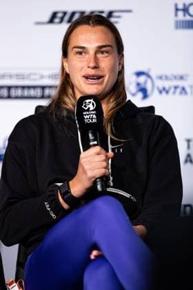Aryna Sabalenka RUS interview World Ranking 2 Porsche Tennis Grand Prix GP Stuttgart 2023, Billie Jean King Cup, Porsche Arena, 18 04 2023 Porsche Tennis Grand Prix GP Stuttgart 2023 Porsche Arena, 18 04 2023 Stuttgart, Germany Copyright: xEibner-Pressefoto RogerxBuerkex EP_EER