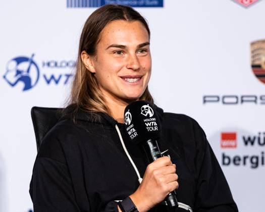 Aryna Sabalenka RUS interview World Ranking 2 Porsche Tennis Grand Prix GP Stuttgart 2023, Billie Jean King Cup, Porsche Arena, 18 04 2023 Porsche Tennis Grand Prix GP Stuttgart 2023 Porsche Arena, 18 04 2023 Stuttgart, Germany Copyright: xEibner-Pressefoto RogerxBuerkex EP_EER