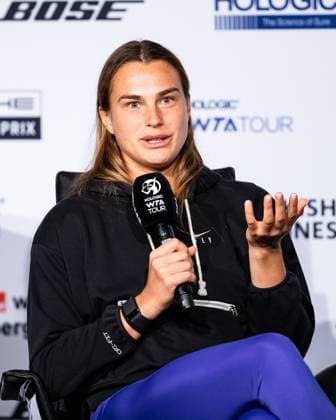 Aryna Sabalenka RUS interview World Ranking 2 Porsche Tennis Grand Prix GP Stuttgart 2023, Billie Jean King Cup, Porsche Arena, 18 04 2023 Porsche Tennis Grand Prix GP Stuttgart 2023 Porsche Arena, 18 04 2023 Stuttgart, Germany Copyright: xEibner-Pressefoto RogerxBuerkex EP_EER