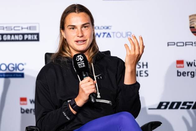Aryna Sabalenka RUS interview World Ranking 2 Porsche Tennis Grand Prix GP Stuttgart 2023, Billie Jean King Cup, Porsche Arena, 18 04 2023 Porsche Tennis Grand Prix GP Stuttgart 2023 Porsche Arena, 18 04 2023 Stuttgart, Germany Copyright: xEibner-Pressefoto RogerxBuerkex EP_EER