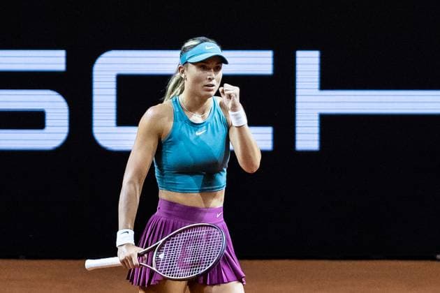 Match Daria Kasatkina RUS vs Paula Badosa ESP in picture Paula Badosa ESP With victory fist Porsche Tennis Grand Prix GP Stuttgart 2023, Billie Jean King Cup, Porsche Arena, 18 04 2023 Porsche Tennis Grand Prix GP Stuttgart 2023 Porsche Arena, 18 04 2023 Stuttgart, Germany Copyright: xEibner-Pressefoto RogerxBuerkex EP_EER