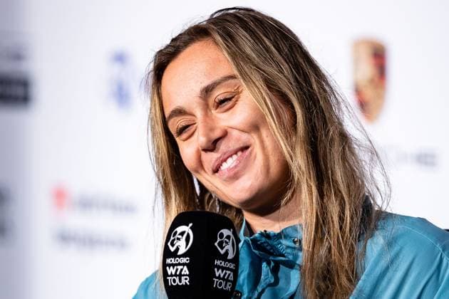 Paula Badosa ESP interview Porsche Tennis Grand Prix GP Stuttgart 2023, Billie Jean King Cup, Porsche Arena, 18 04 2023 Porsche Tennis Grand Prix GP Stuttgart 2023 Porsche Arena, 18 04 2023 Stuttgart, Germany Copyright: xEibner-Pressefoto RogerxBuerkex EP_EER