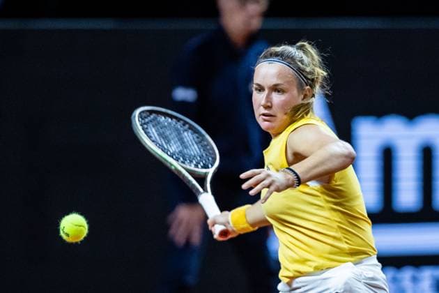 Match Tatjana Maria GER vs Yiena In Albon SUI In the picture Yiena In Albon SUI Porsche Tennis Grand Prix GP Stuttgart 2023, Billie Jean King Cup, Porsche Arena, 18 04 2023 Porsche Tennis Grand Prix GP Stuttgart 2023 Porsche Arena, 18 04 2023 Stuttgart, Germany Copyright: xEibner-Pressefoto RogerxBuerkex EP_EER