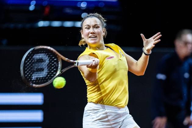 Match Tatjana Maria GER vs Yiena In Albon SUI In the picture Yiena In Albon SUI Porsche Tennis Grand Prix GP Stuttgart 2023, Billie Jean King Cup, Porsche Arena, 18 04 2023 Porsche Tennis Grand Prix GP Stuttgart 2023 Porsche Arena, 18 04 2023 Stuttgart, Germany Copyright: xEibner-Pressefoto RogerxBuerkex EP_EER
