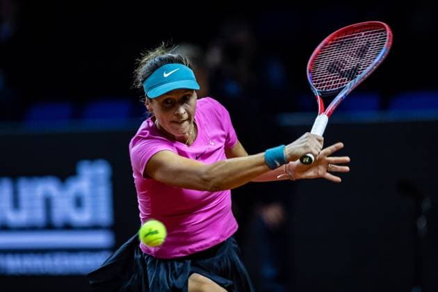 Match Tatjana Maria GER vs Yiena In Albon SUI in picture Tatjana Maria Porsche Tennis Grand Prix GP Stuttgart 2023, Billie Jean King Cup, Porsche Arena, 18 04 2023 Porsche Tennis Grand Prix GP Stuttgart 2023 Porsche Arena, 18 04 2023 Stuttgart, Germany Copyright: xEibner-Pressefoto RogerxBuerkex EP_EER